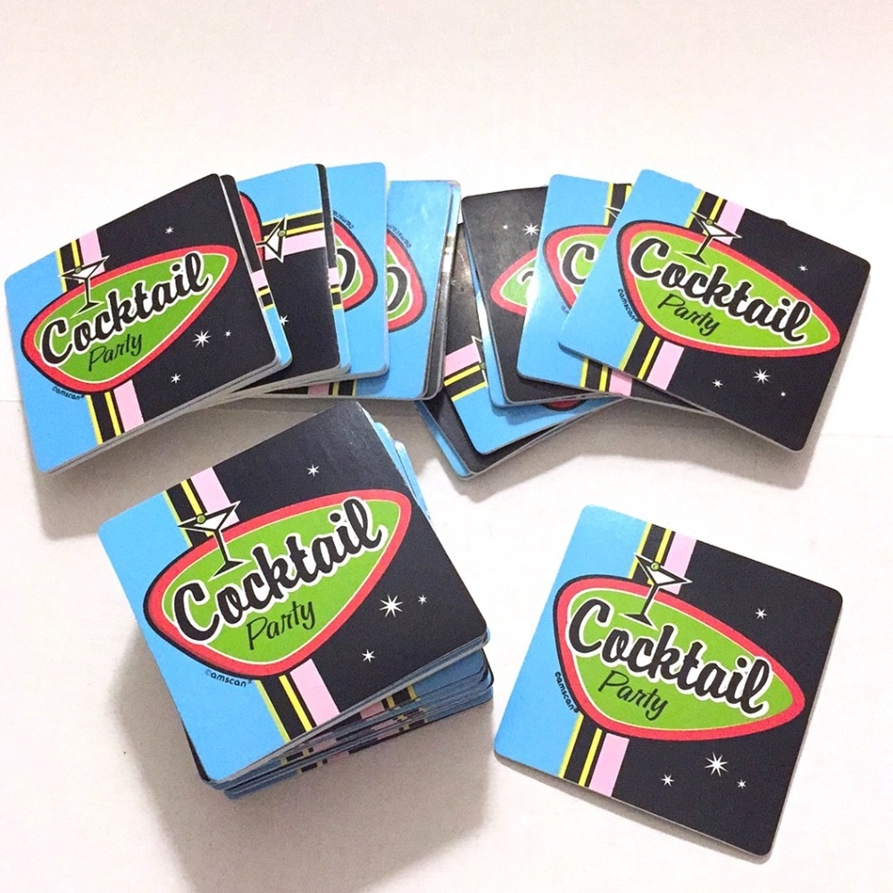 Retro Drink Coasters Set of 42 Vinyl Cocktail Party Mod hip​ Palm Springs